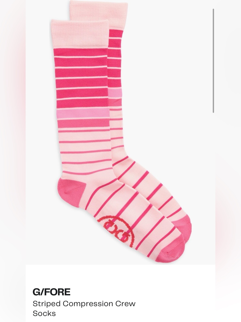 G/FORE Pink Striped Compression Crew Socks